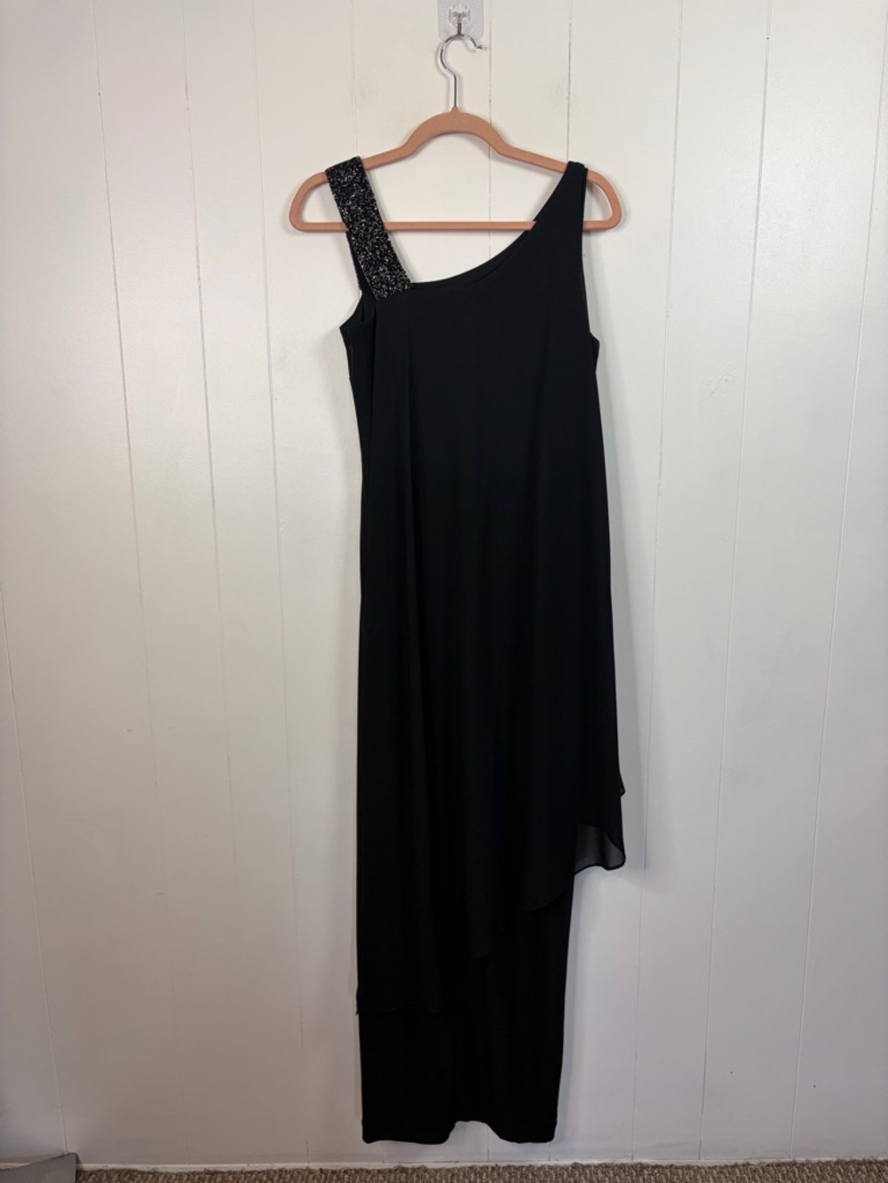 Frank Lyman Design Black Tie Chiffon Wedding Guest Evening Dress Long Size 4 - Picture 7 of 13